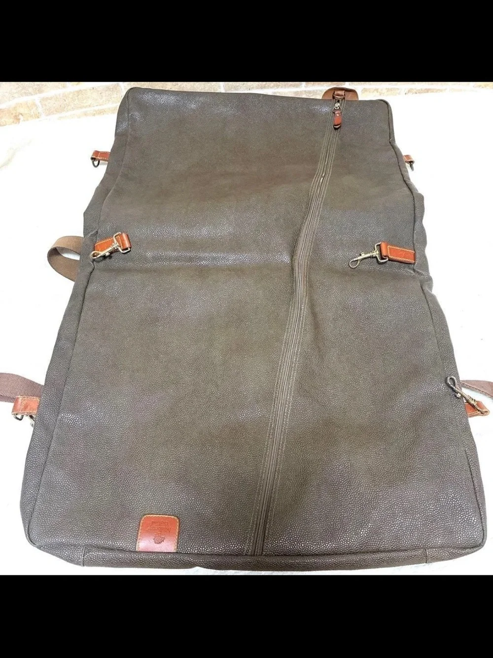 Mulberry Brown Canvas Messenger Bag with Tan Leather Trim